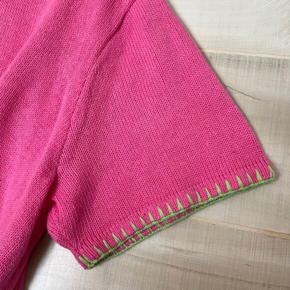 Vintage The Quacker Factory Pink Short Sleeve Flamingo Sweater Shirt Size XL - Picture 5 of 9